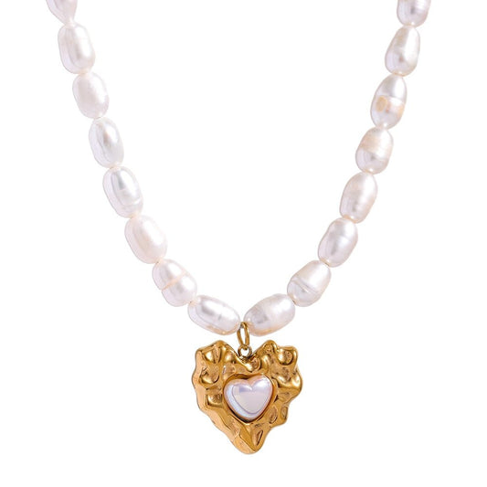 Heart Pearl 18K Gold Plated Necklace