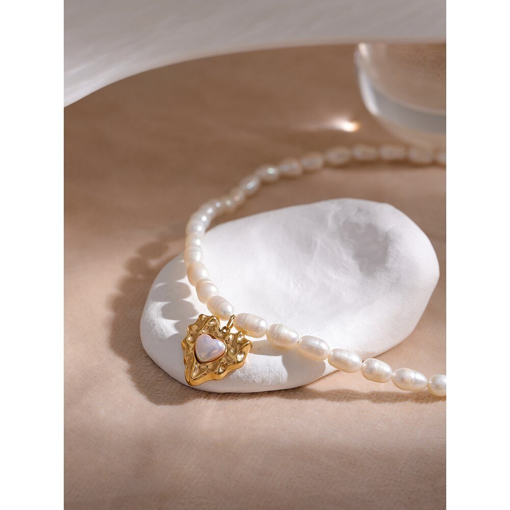 Heart Pearl 18K Gold Plated Necklace