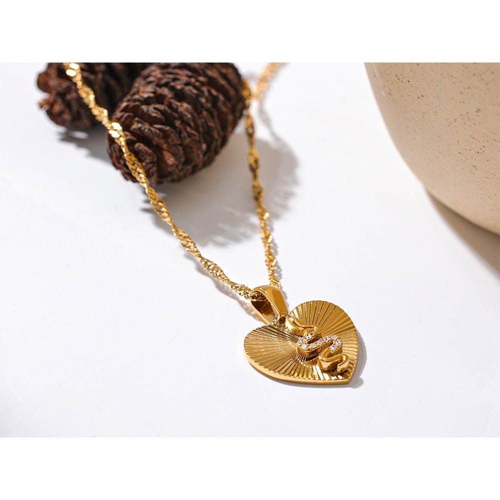 Heart Snake 18K Gold Plated Necklace