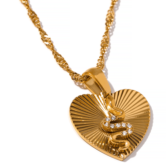 Heart Snake 18K Gold Plated Necklace